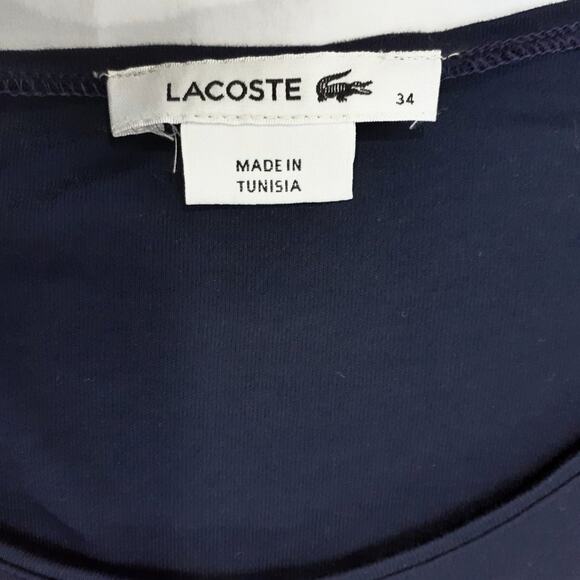 LACOSTE Navy White Color Block Stretch Jersey Pencil Dress Long Sleeve - Picture 6 of 8